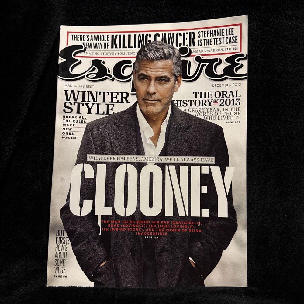 Esquire Magazine December 2013 George Clooney Killing Cancer Winter Style